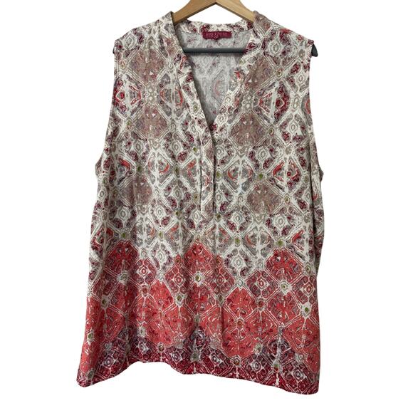 Rose & Thyme Linen Blend Sleeveless Blouse Size 2X - Picture 1 of 5